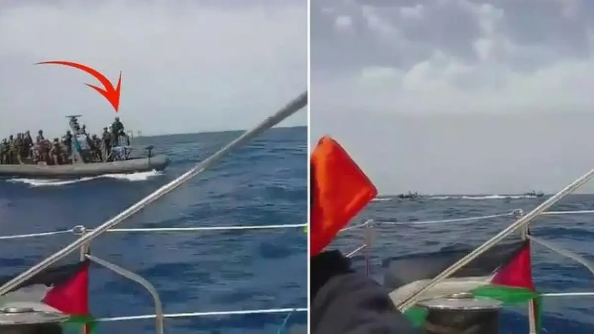 Pasukan militer Israel saat mencegat rombongan relawan kemanusiaan kapal Global Sumud Flotilla (Sumber: haberler)
