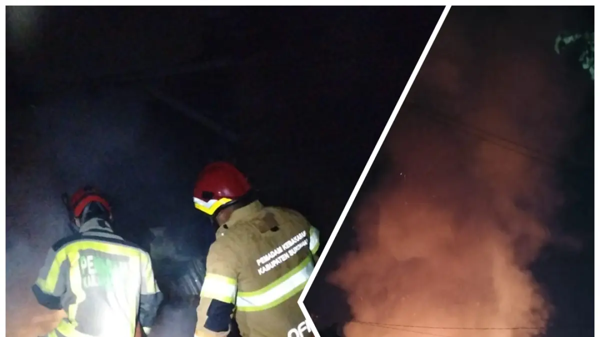 Sebuah rumah di Wirun, Mojolaban, Sukoharjo ludes terbakar pada Rabu dini hari. (Dok Damkar)
