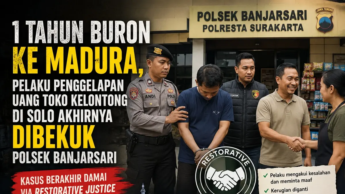 Setahun buron ke Madura, pelaku penggelapan uang toko kelontong di Solo akhirnya dibekuk Polsek Banjarsari. (Ilustrasi AI)