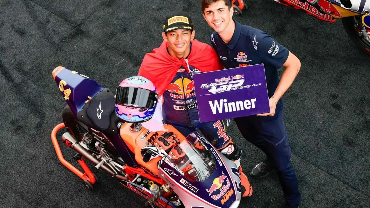 Veda Ega Pratama memiliki catatan impresif di Sirkuit Mugello setelah meraih dua kemenangan beruntun pada Red Bull MotoGP Rookies Cup 2025. (Redbull)

