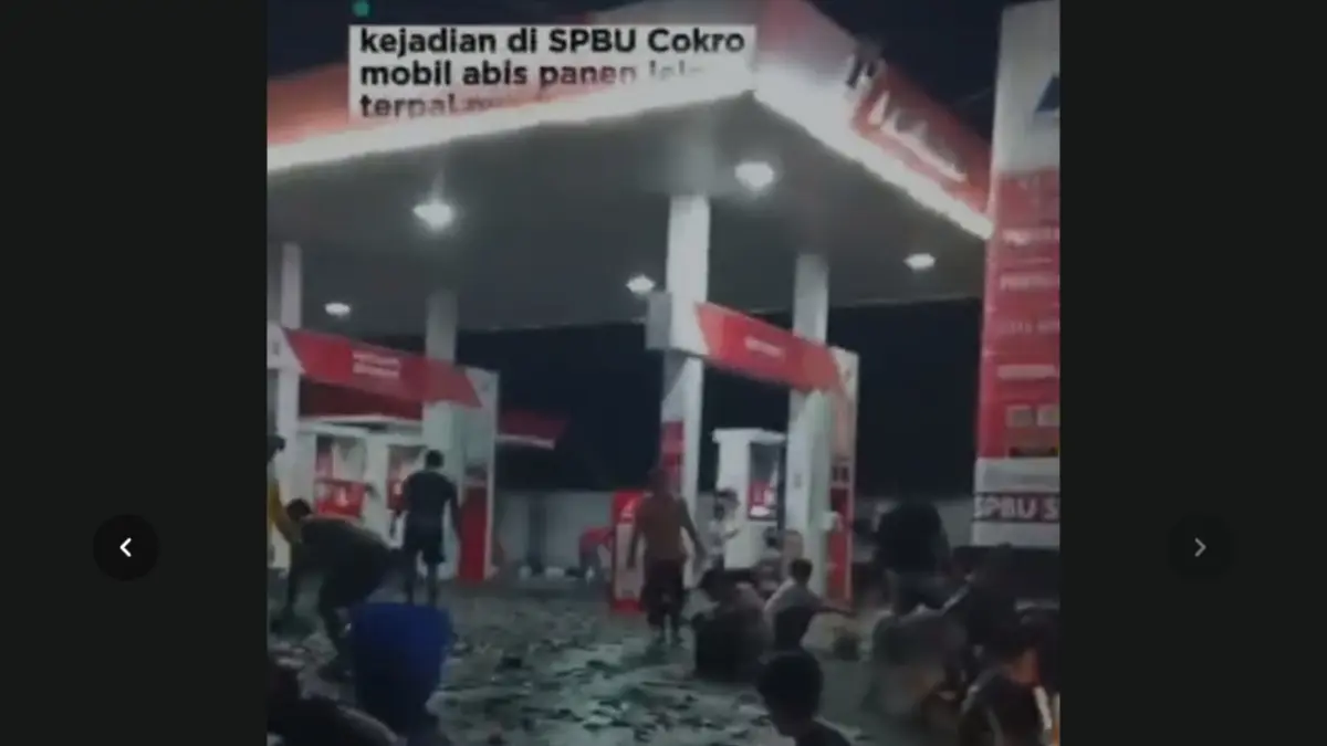 Warga membantu mengumpulkan ikan lele yang tumpah di area SPBU Cokro Klaten. (Ss kabar Klaten)