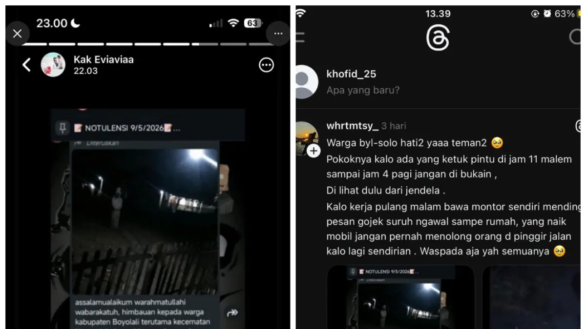 Beredar pesan berantai adanya Pocong bersenjata tajam yang meneror warga Boyolali, Polisi memastikan hal tersebut Hoaks. (screes shoot)