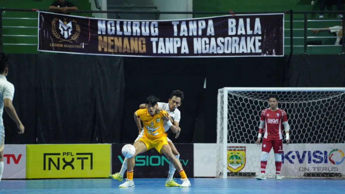 Maestro Solo FC memastikan tiket final four Pro Futsal League 2 2025/2026 setelah mengalahkan Giga FC Lampung 4-3 di GOR Bung Karno Sukoharjo. (Dok. KFI)