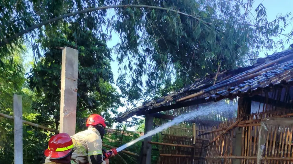 Kebakaran tumpukan bambu terjadi di Desa Sudimoro, Kecamatan Teras, Boyolali api diduga berasal dari pembakaran sampah yang ditinggal pemilik. (Dok. Damkar Boyolali)