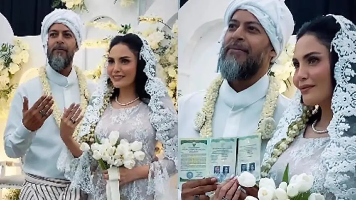 Aktor dan presenter senior Alex Abbad resmi menikah dengan kekasihnya, Nadya Naufel, pada Senin (8/6/2026). Momen sakral tersebut digelar secara sederhana, intim, serta hanya dihadiri oleh keluarga dan kerabat terdekat. (Instagram/@baimguitar)