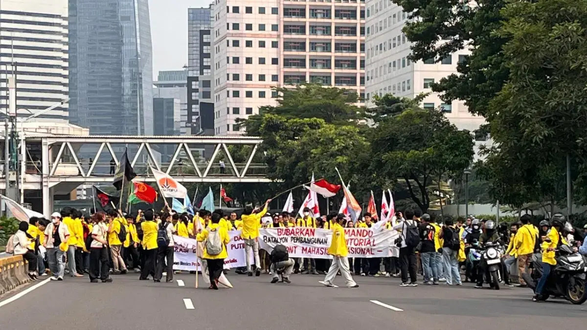 Demonstrasi Mahasiswa UI di Bundaran HI.