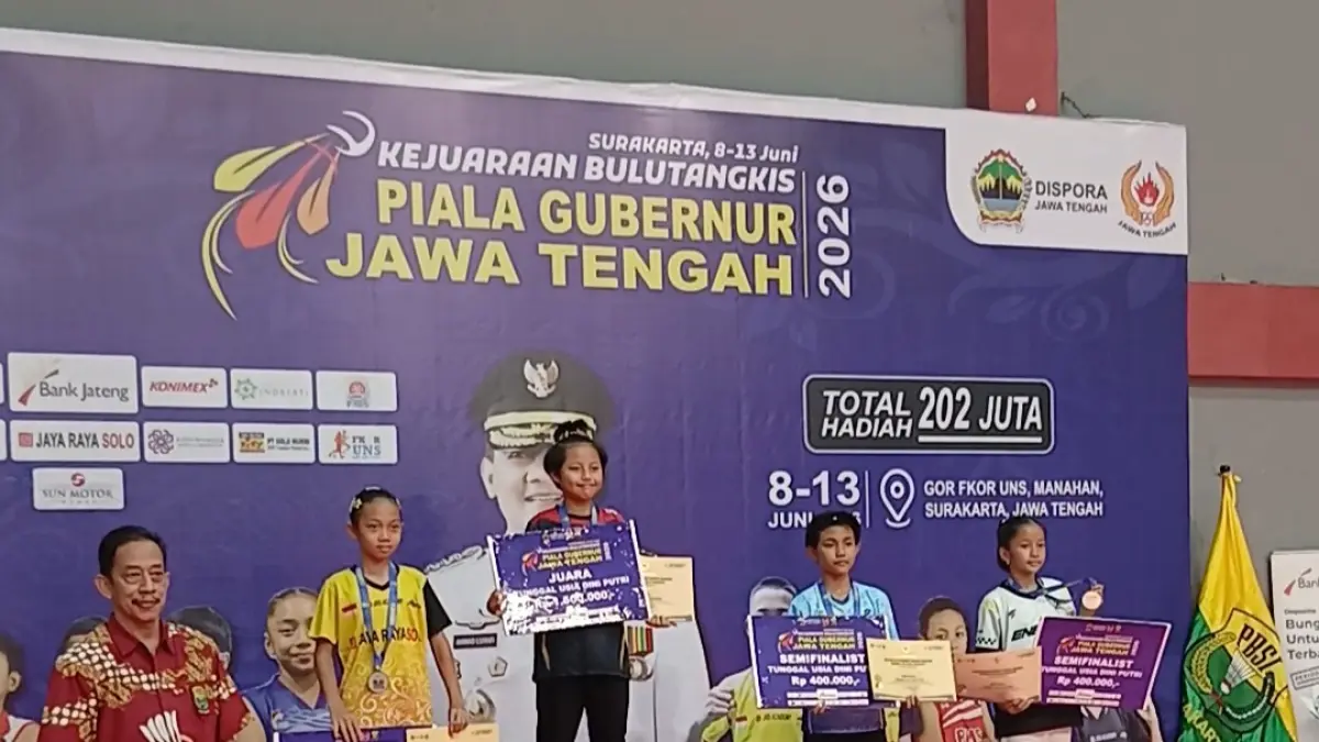 Penutupan Kompetisi Bulu Tangkis Piala Gubernur Jawa Tengah 2026 di GOR FKOR UNS, Sabtu (13/6/2026).