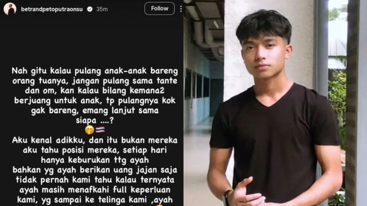 Betrand Peto soroti pertemuan Ruben Onsu dengan kedua anak Sarwedah, Thalia dan Thania. (Instagram @betrandpetoputraonsu)