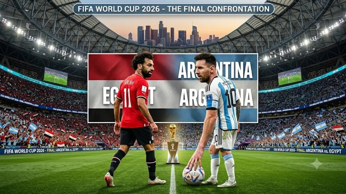 Lionel Messi bakal berhadapan dengan Muh Salah dalam lanjutan babak 16 besar Piala Dunia 2026. (ILUSTRASI AI)