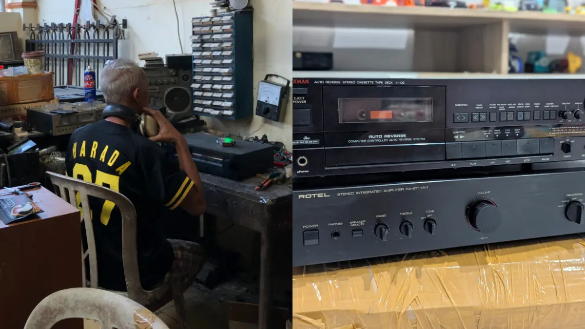 Foto Ferry Saat Melakukan Pengecekan Tape Deck Dan (kanan) Foto Tape Deck Milik Hendric, Customer Dari Ferry Solo