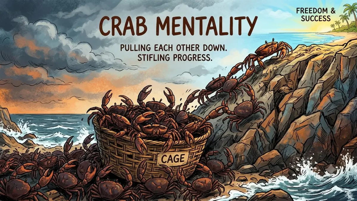 Crab Mentality. (generated AI)
