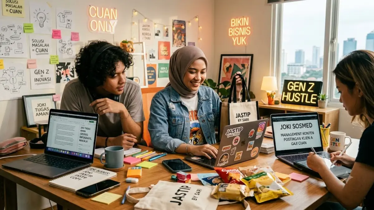 Ilustrasi kegiatan bisnis yang saat ini berdasar masalah seseorang. (AI generated)