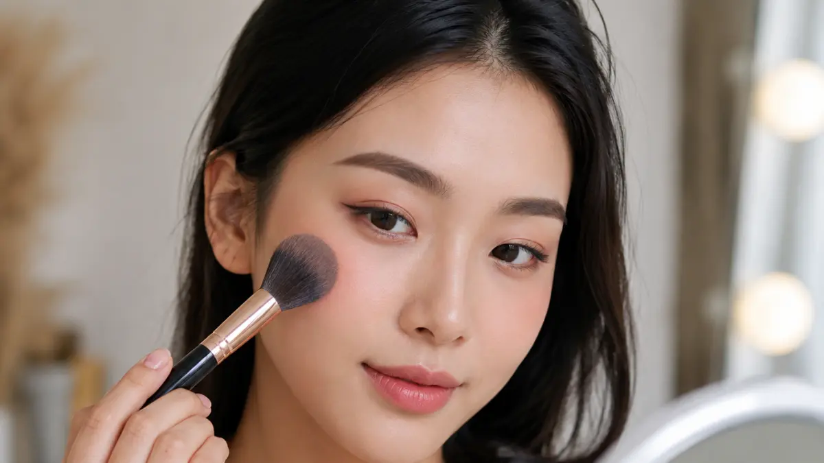 teknik blending menggunakan brush saat mengaplikasikan makeup. (AI Generated)