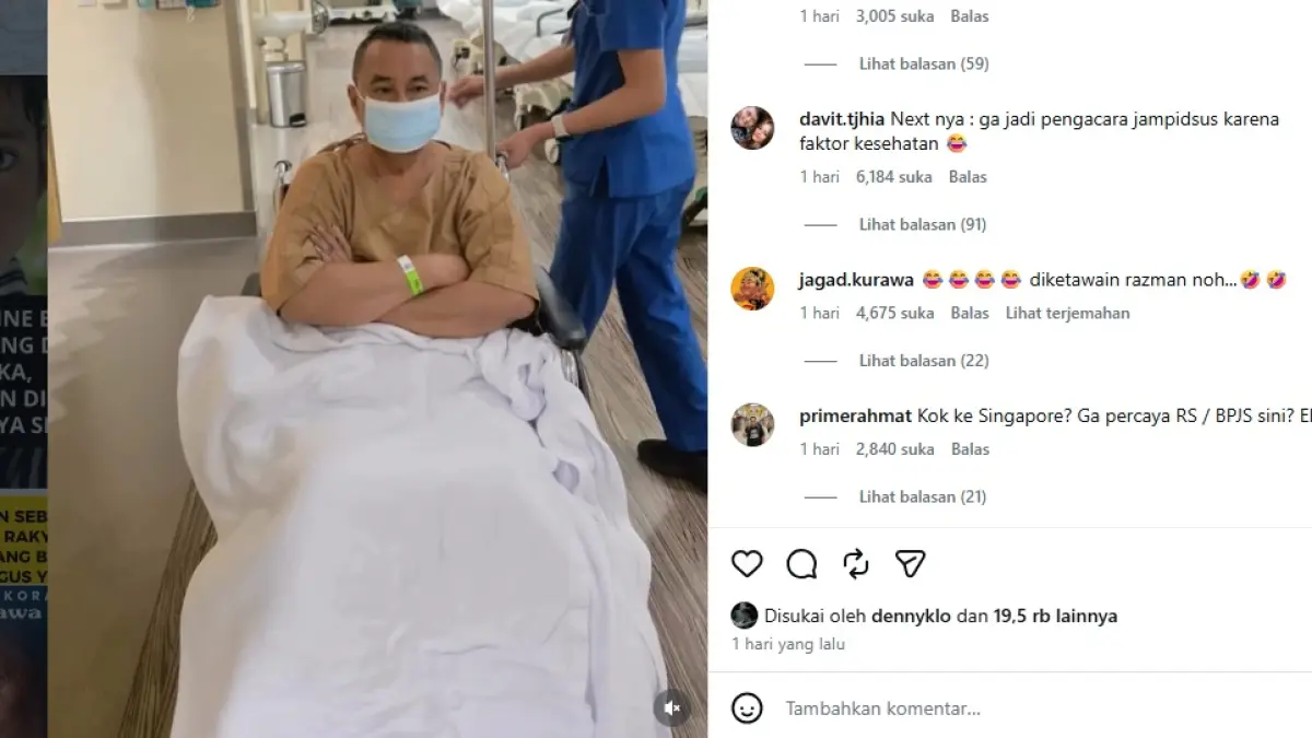 Postingan Hotman Paris kala dirawat di rumah sakit menual banyak koentar negatif dari netizen. (instagram hotmanparisofficial)