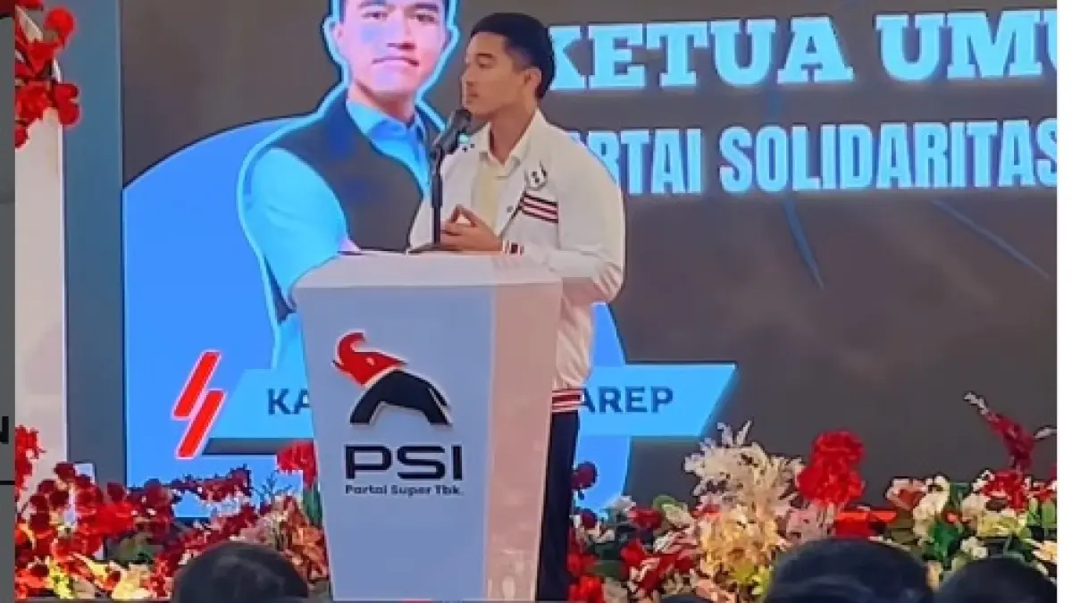 Kaesang Pangarep menyampaikan sambutan dalam acara Rapat Koordinasi Daerah (Rakorda) DPD PSI Kota Solo, akhir pekan lalu. (Dok. PSI)
