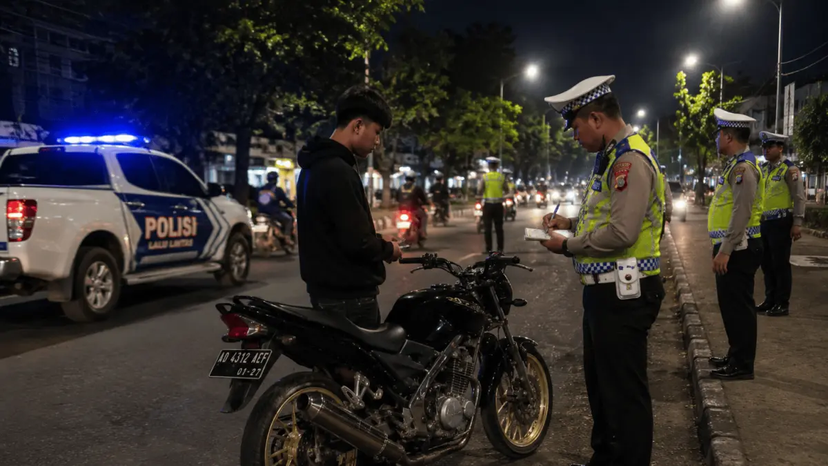 Penilangan atau Razia Knalpot Brong. (AI Generated)