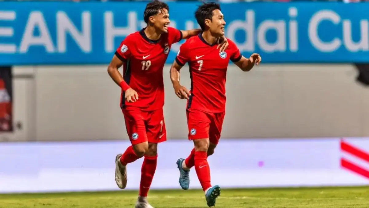 Selebrasi pemain Timnas Singapura di Grup A Piala AFF 2026. (FAS)