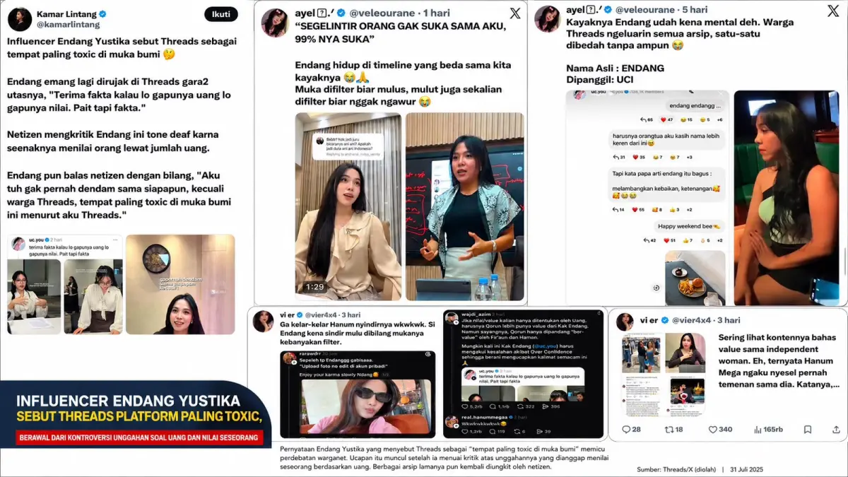 Komplikasi Masalah Influencer Endang Yustika. (Akun X)