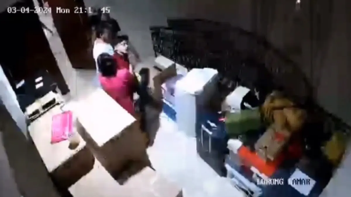 Rekaman CCTV Perselihihan Sarwendah dan Ruben Onsu. (Akun X: Kamar Lintang)