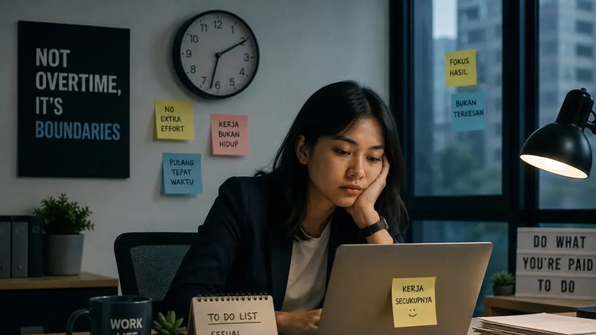 Ilustrasi fenomena Silent Quitting atau Bekerja secukupnya. (AI Generated)