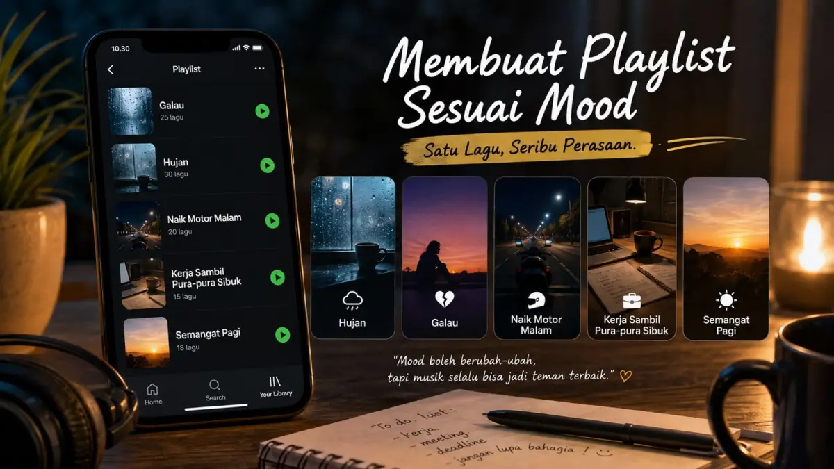 Ilustrasi memilih atau membuat playlist. (AI Generated)