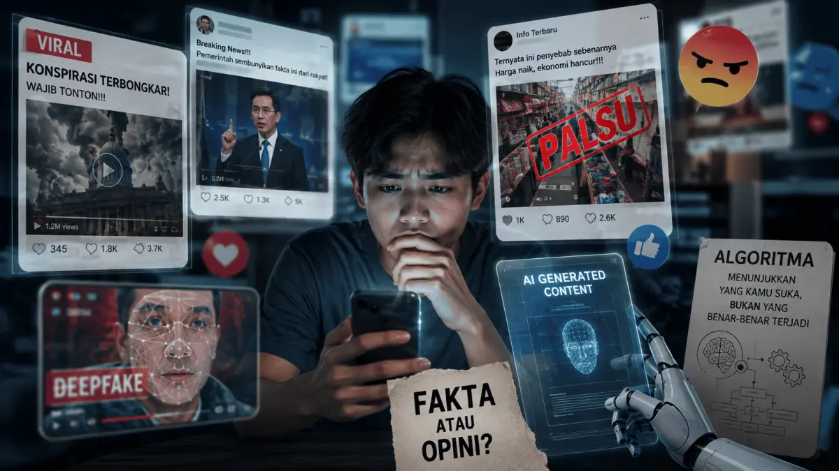 Ilustrasi Post-Truth. (AI Generated)