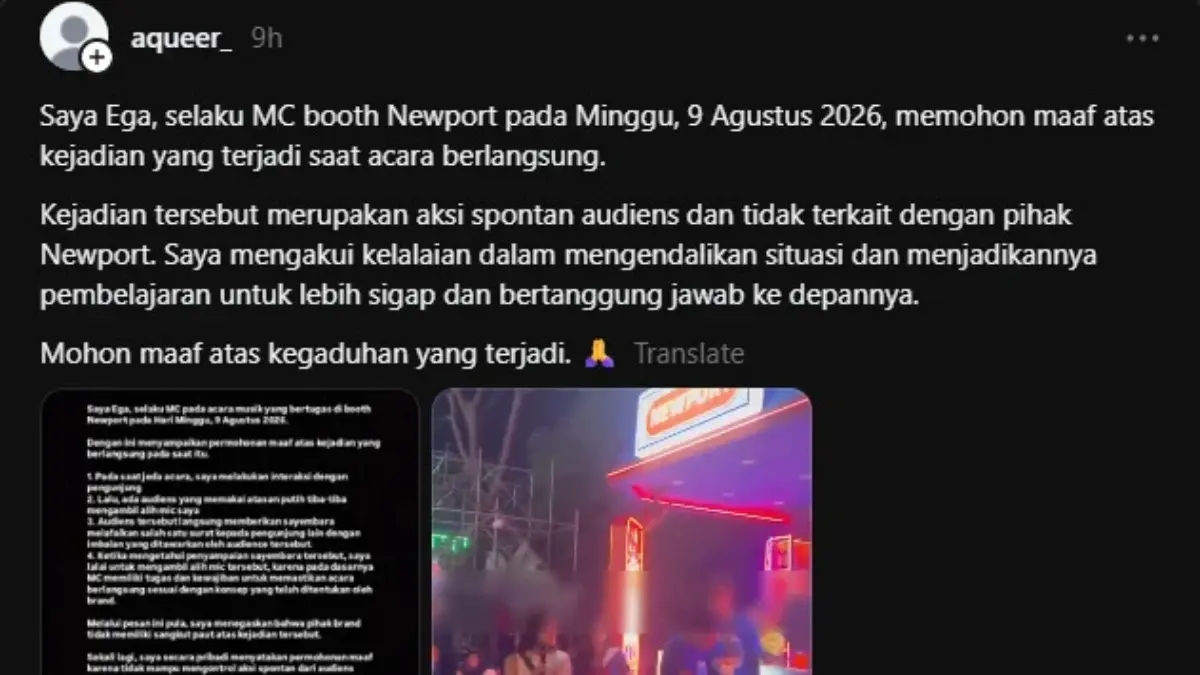 OV MC brand Newport soal hafalan Ad-Dhuha tukar sebotol miras Sumber : Threads/aqueer_