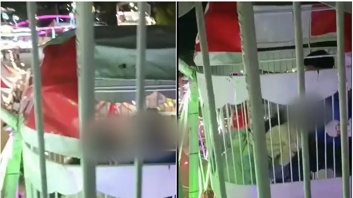 Tangkapan layar sepasang muda-mudi yang diduga melakukan perbuatan mesum di wahana bianglala Sekatan Solo. (ISTIMEWA)