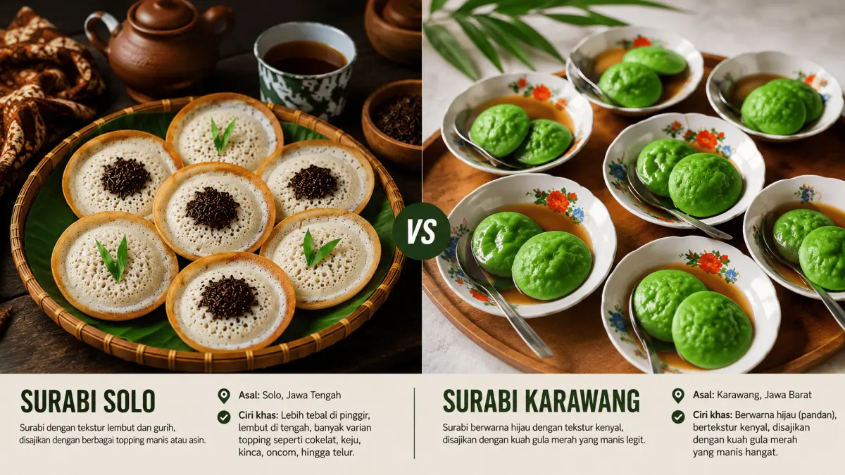 Ilustrasi makanan Surabi. (AI Generated)