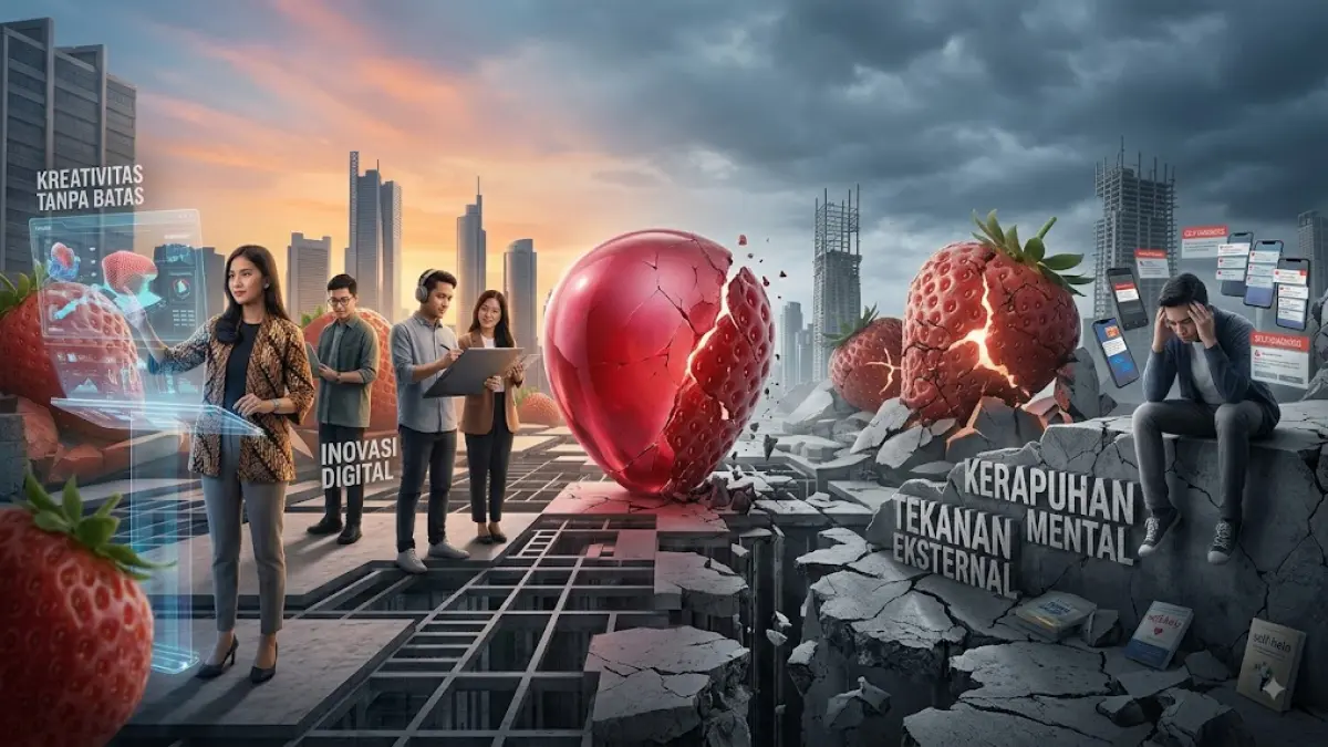 Ilustrasi generasi strawberry. (AI generated)
