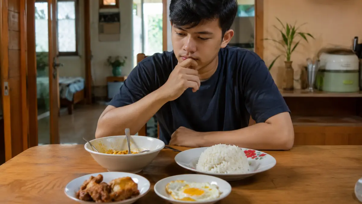 Ilustrasi sudah makan mi, tetapi rasanya belum lengkap sebelum bertemu nasi. (AI Generated)