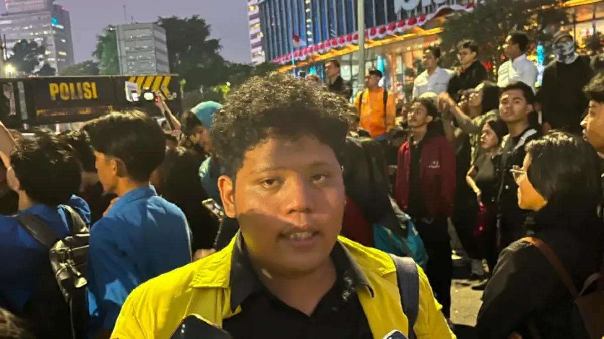 Ketua Badan Eksekutif Mahasiswa Fakultas Hukum Universitas Indonesia (BEM FH UI) Anandaku Dimas Rumi Chattaristo. (Ryandi Zahdomo/JawaPos.com)