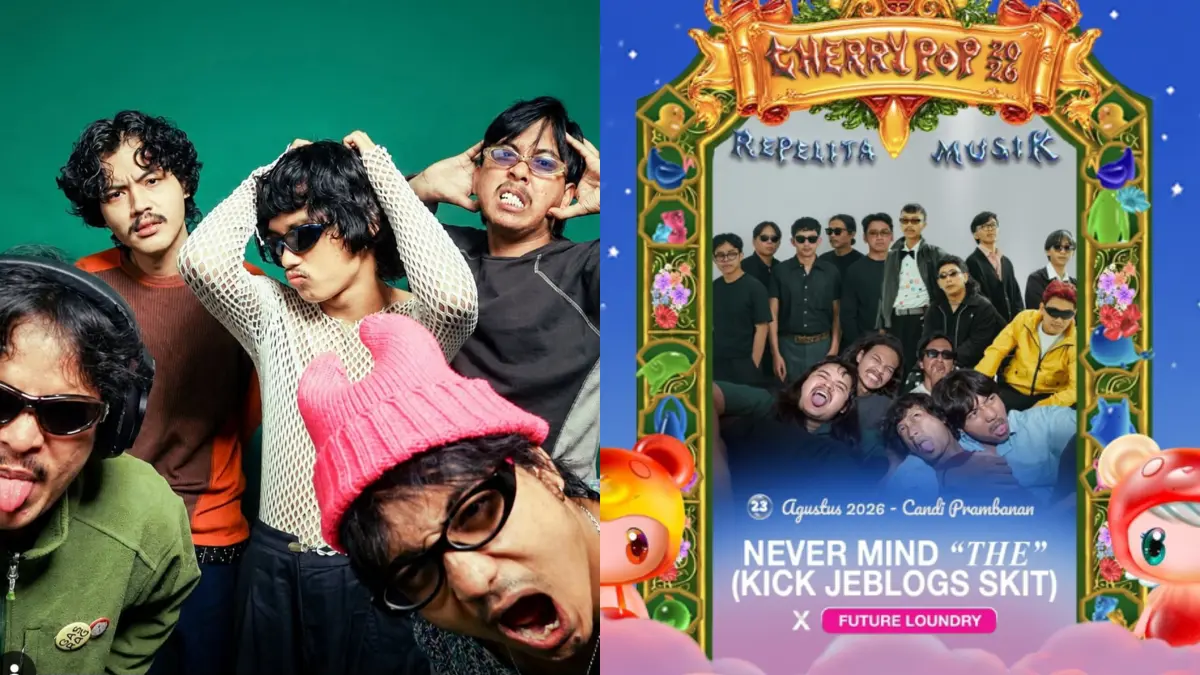 Potret foto band The Skit asal Surakarta dan poster acara Cherry Pop 2026 (sumber foto akun Instagram resmi @theskit__ dan @cherrypopfest)