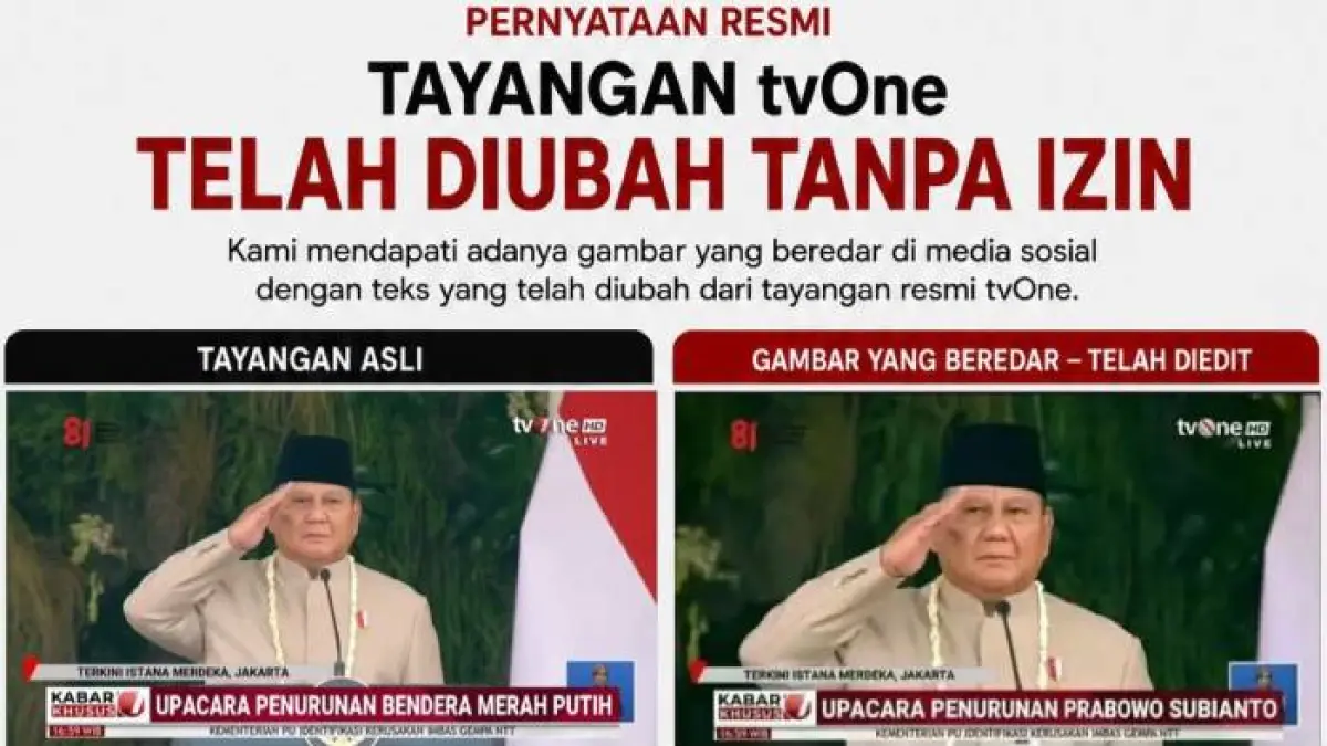 Tangkapan Layar klarifikasi tvOne.