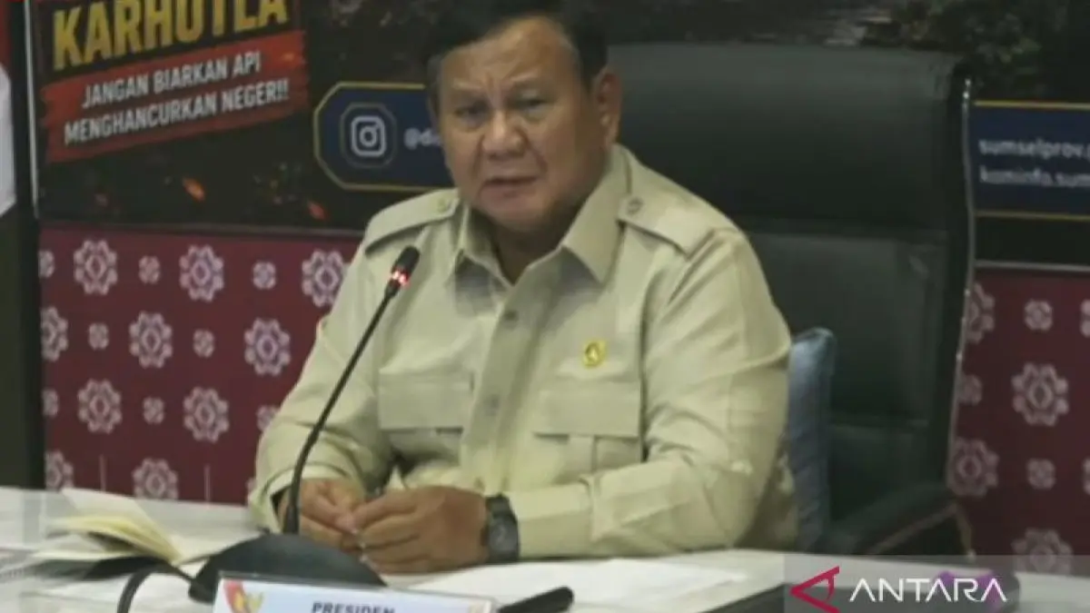Prabowo Pimpin Rapat Karhutla di Palembang, Sumsel, hari Senin (24/04/26). (Foto: AntaraNews)