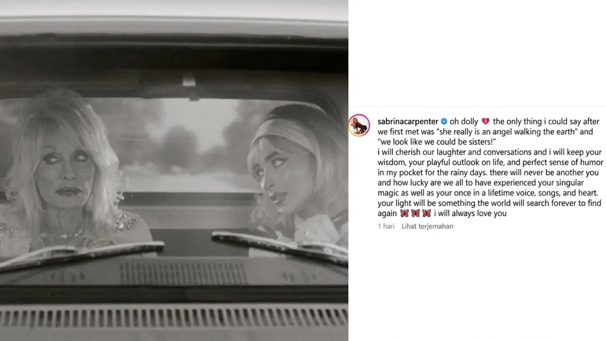 Sabrina Carpenter mengenang Dolly Parton lewat Instagram. Ia menyebut Dolly seperti malaikat dan menyampaikan ungkapan duka atas kepergian sang legenda. (Foto: Instagram)