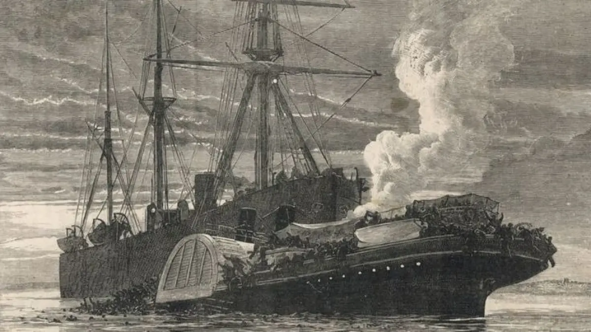 iIustrasi tragedi tenggelamnya kapal Princess Alice di Sungai Thames pada 3 September 1878. Kapal tersebut bertabrakan dengan Bywell Castle dan menewaskan sekitar 640–650 orang. (Pinterest)