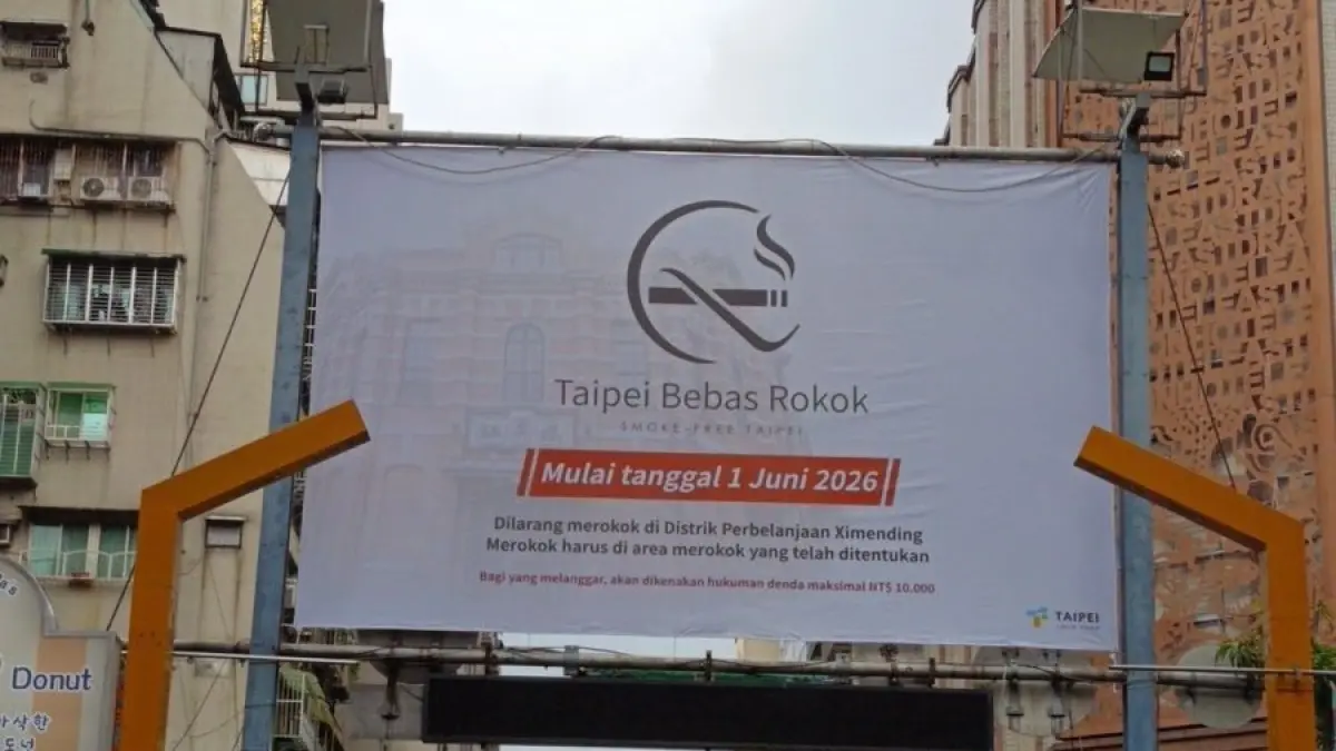 Papan larangan merokok berbahasa Indonesia di Taipei.(X.com)