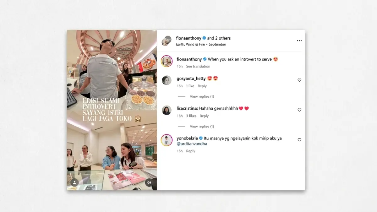 Aktor sayang istri! Dion Wiyoko mendadak jadi pelayan kasir di toko kue Fiona Anthony. Aksi suami introvert ini sukses bikin netizen gemas. Simak beritanya!