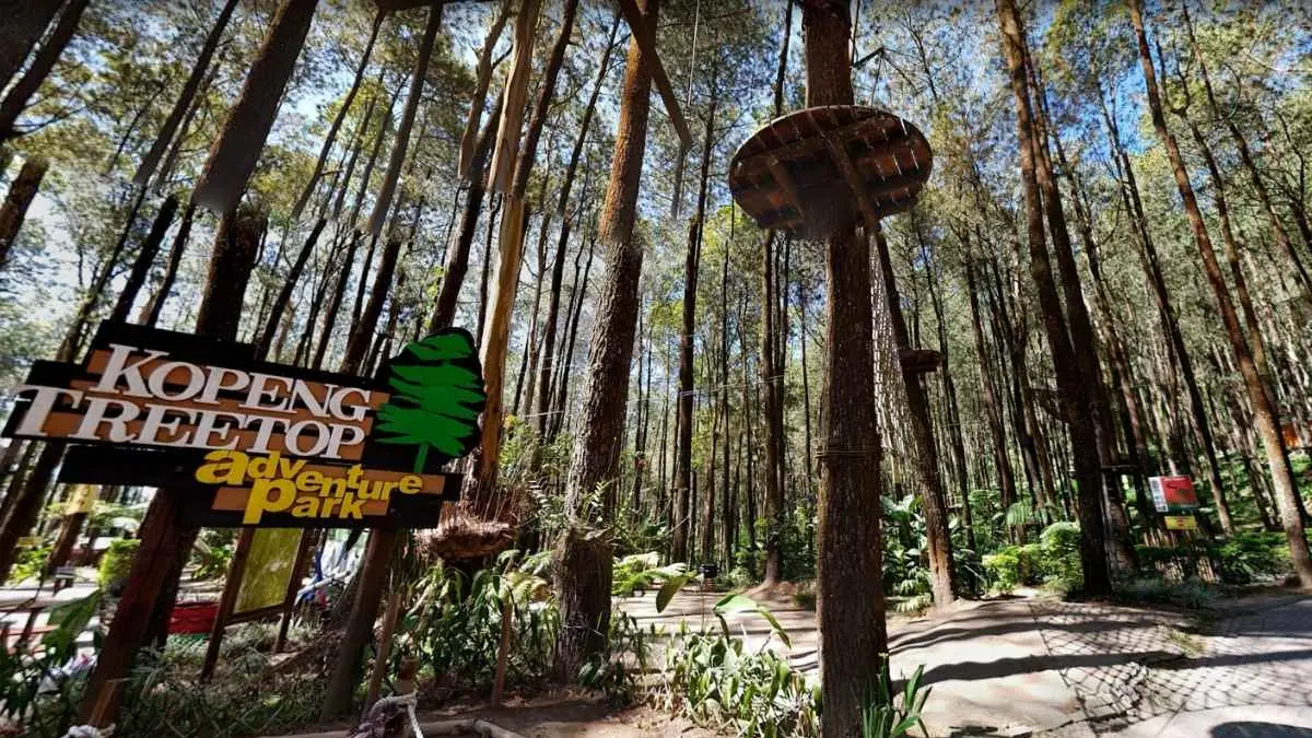 5 destinasi wisata di sekitar Salatiga dengan keunikan masing-masing.(Kopeng Treetop Adventure Park)