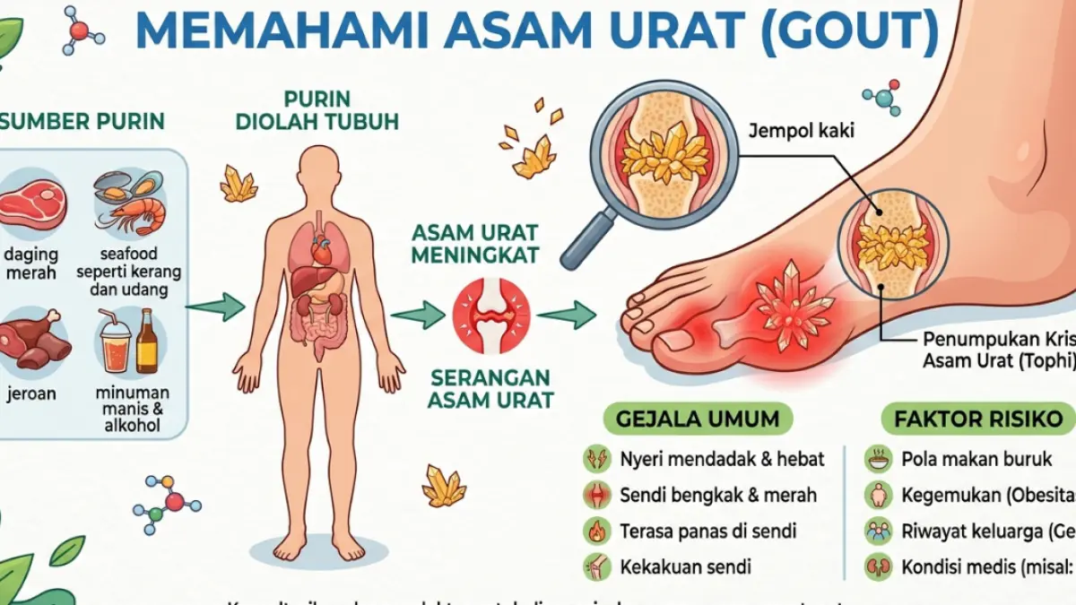 Ilustrasi Asam Urat.Sumber(GeminiAI).
