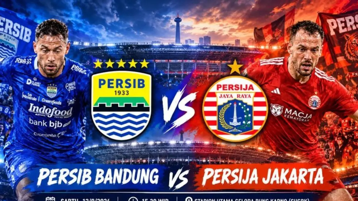Ilustrasi AI Persija vs Persib. (Gemini)