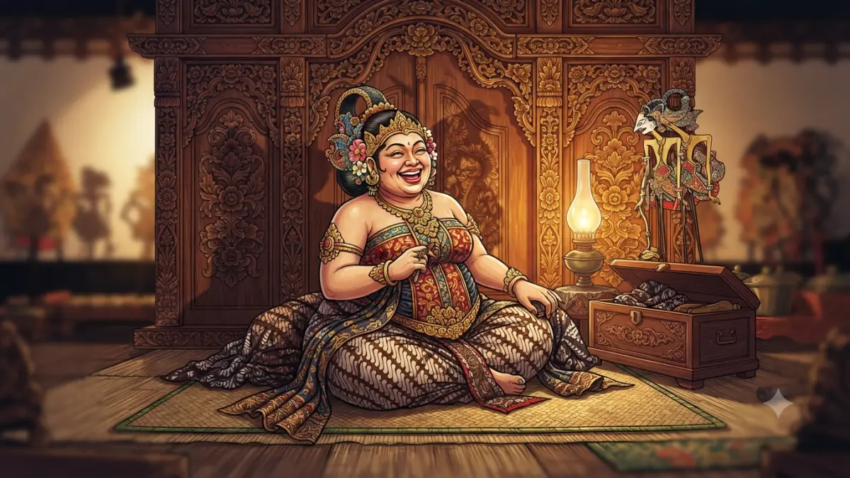Ilustrasi Tokoh Wayang Limbuk (gemini Al)