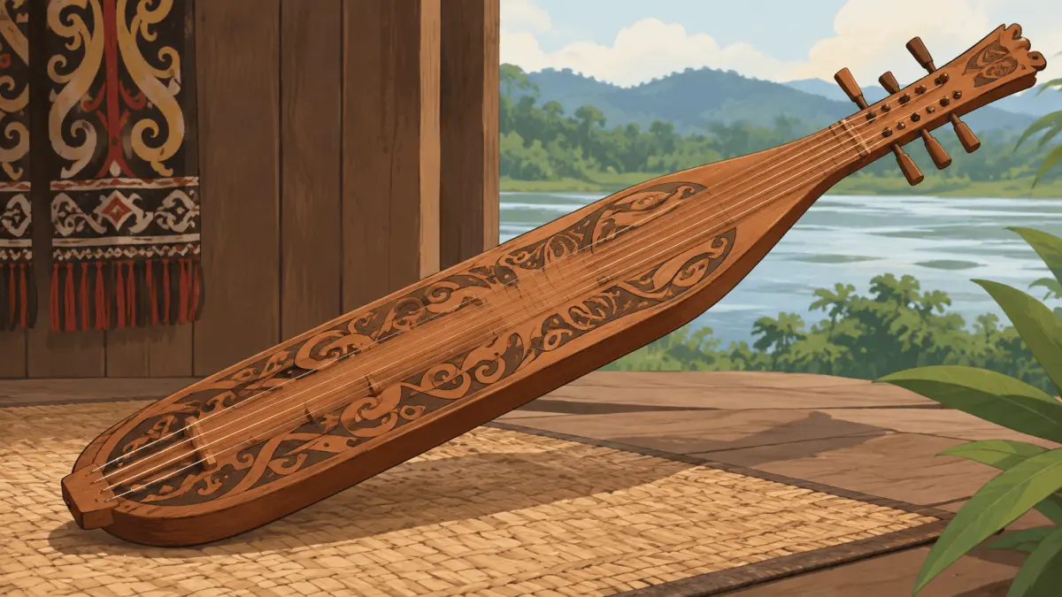 Ilustrasi alat musik tradisional Sape