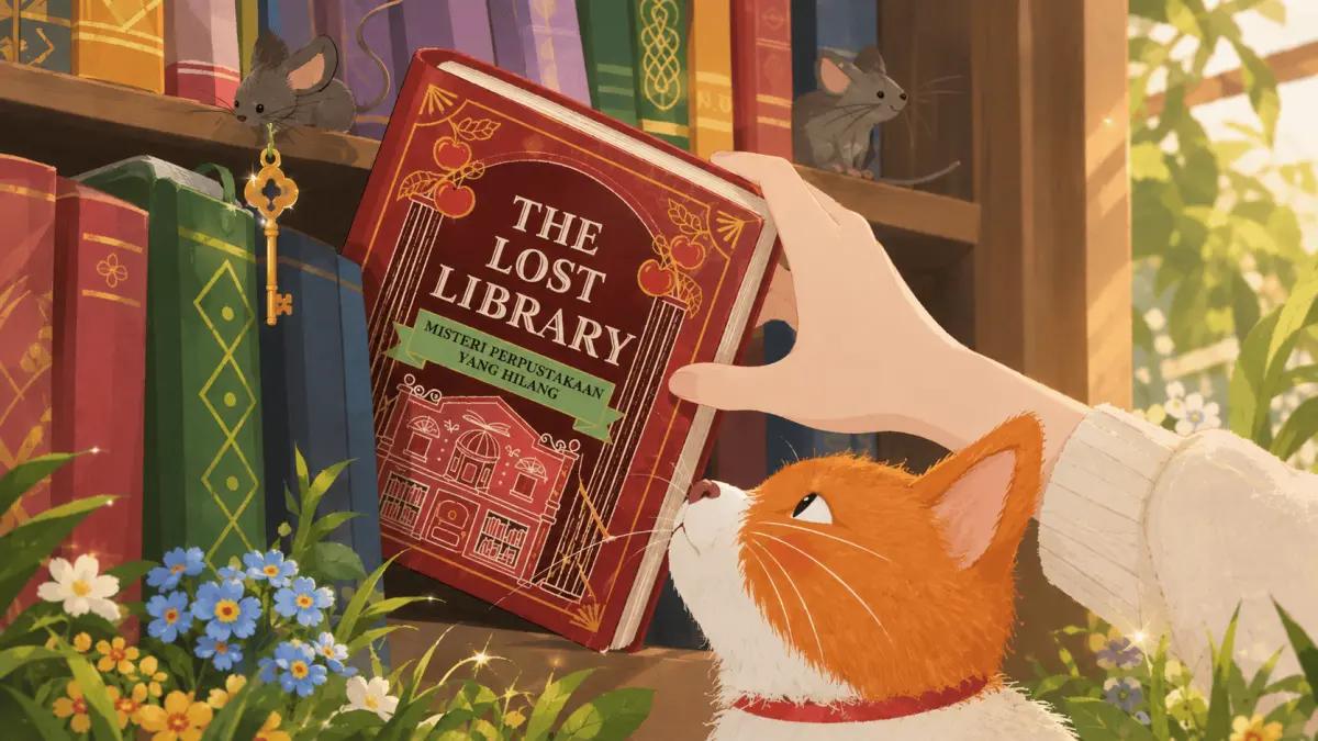Ilustrasi cover novel "The Lost Library"
