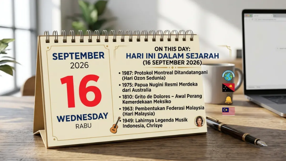Ilustrasi,on this day ada peristiwa apa saja di tanggal 16 september 2026.Sumber(GeminiAI).