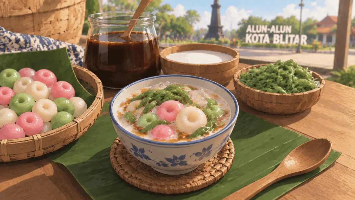 Ilustrasi Es Pleret khas Kota Blitar (gpt AI)