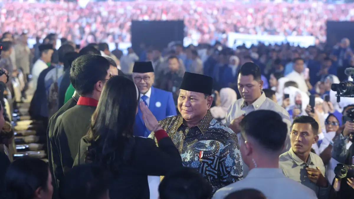 Presiden Prabowo Subianto menghadiri HUT ke-28 PAN di JICC, Jakarta, Jumat, 18/9/2026. (Dery Ridwansah/JawaPos.com)