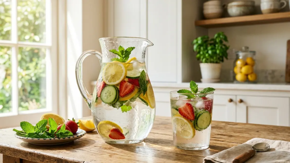 Ilustrasi,manfaat infused water.Sumber(GeminiAI).