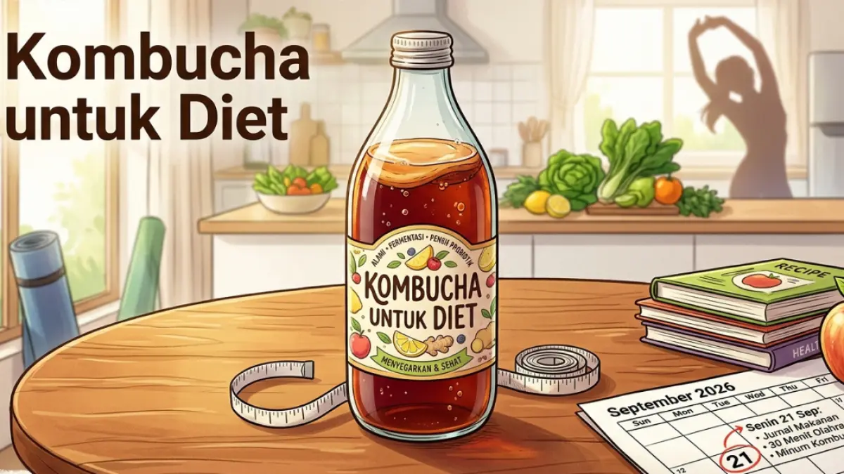 Ilustrasi,manfaat kombucha untuk diet.Sumber(GeminiAI).